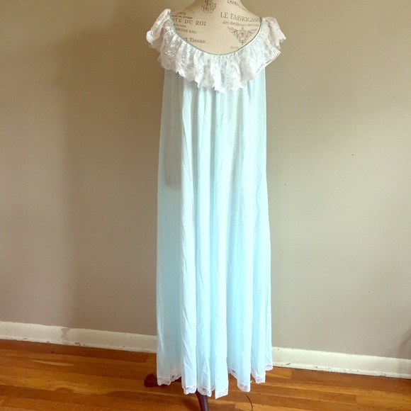 Vintage Other - Vintage blue white lace slip dress m/ l